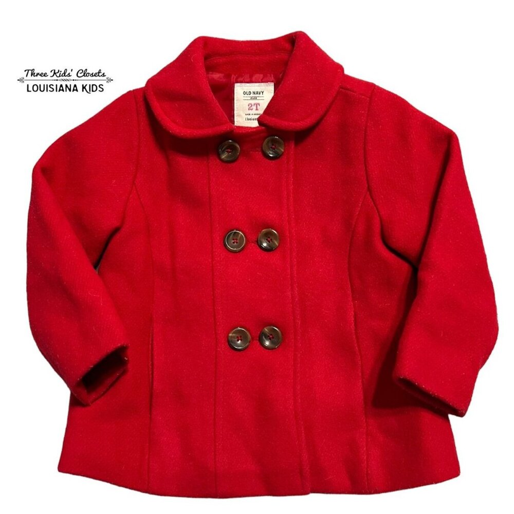 Old Navy 2T Red Double Breasted Peacoat